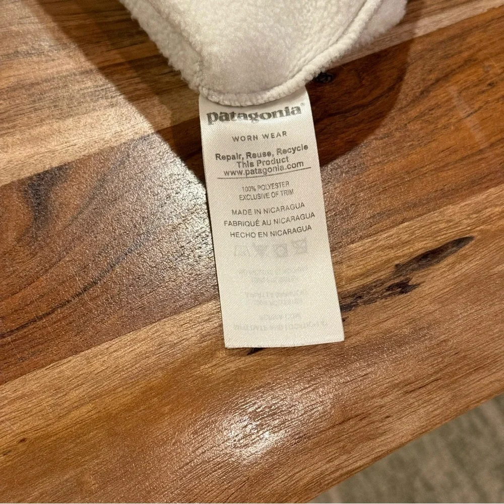 Patagonia Synchilla Two-Tone Fleece Pullover Light Gray & Cream Size M - Picture 8 of 10